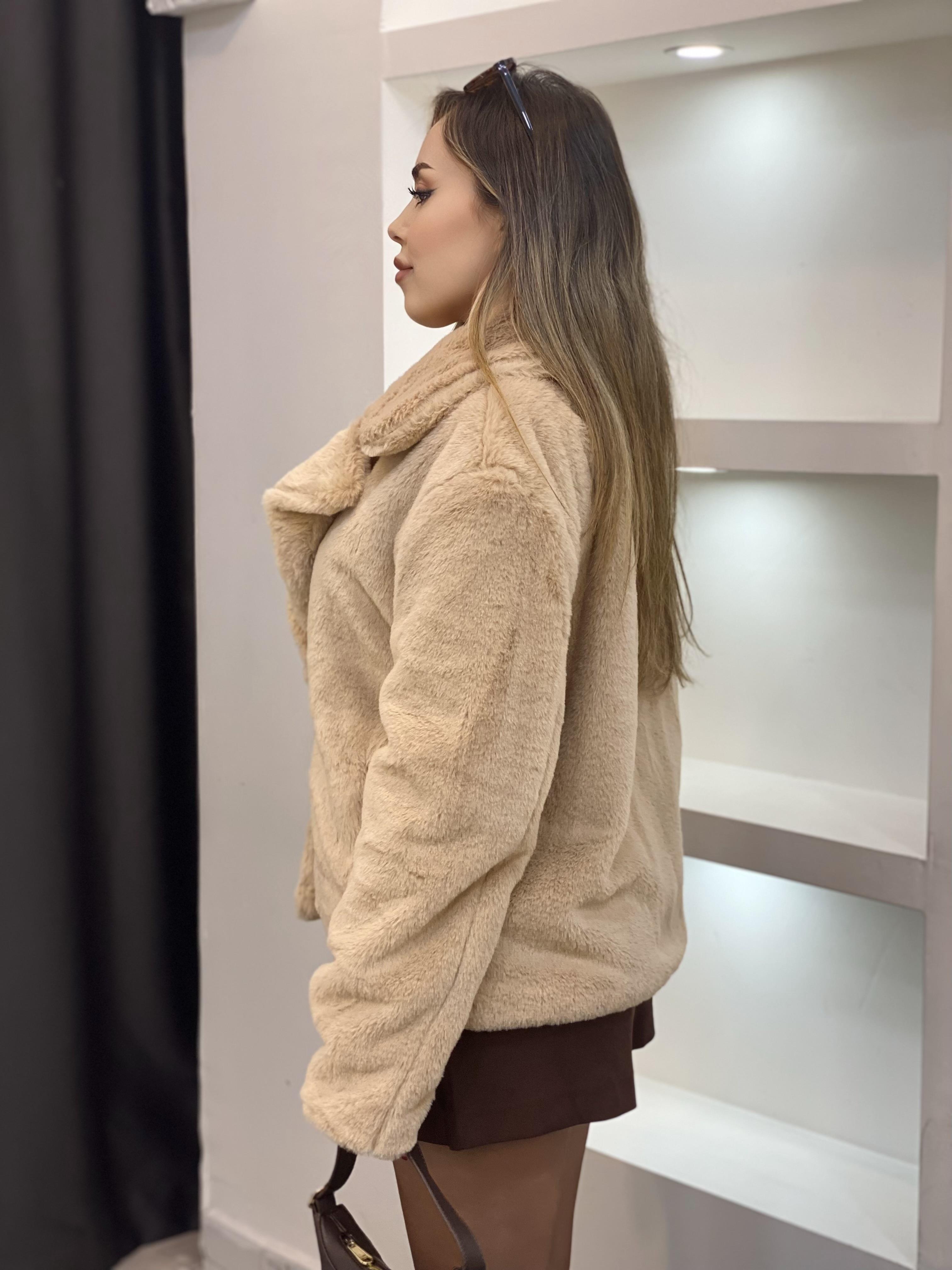 Robin Marka Kruvaze Yaka Camel Kürk Mont
