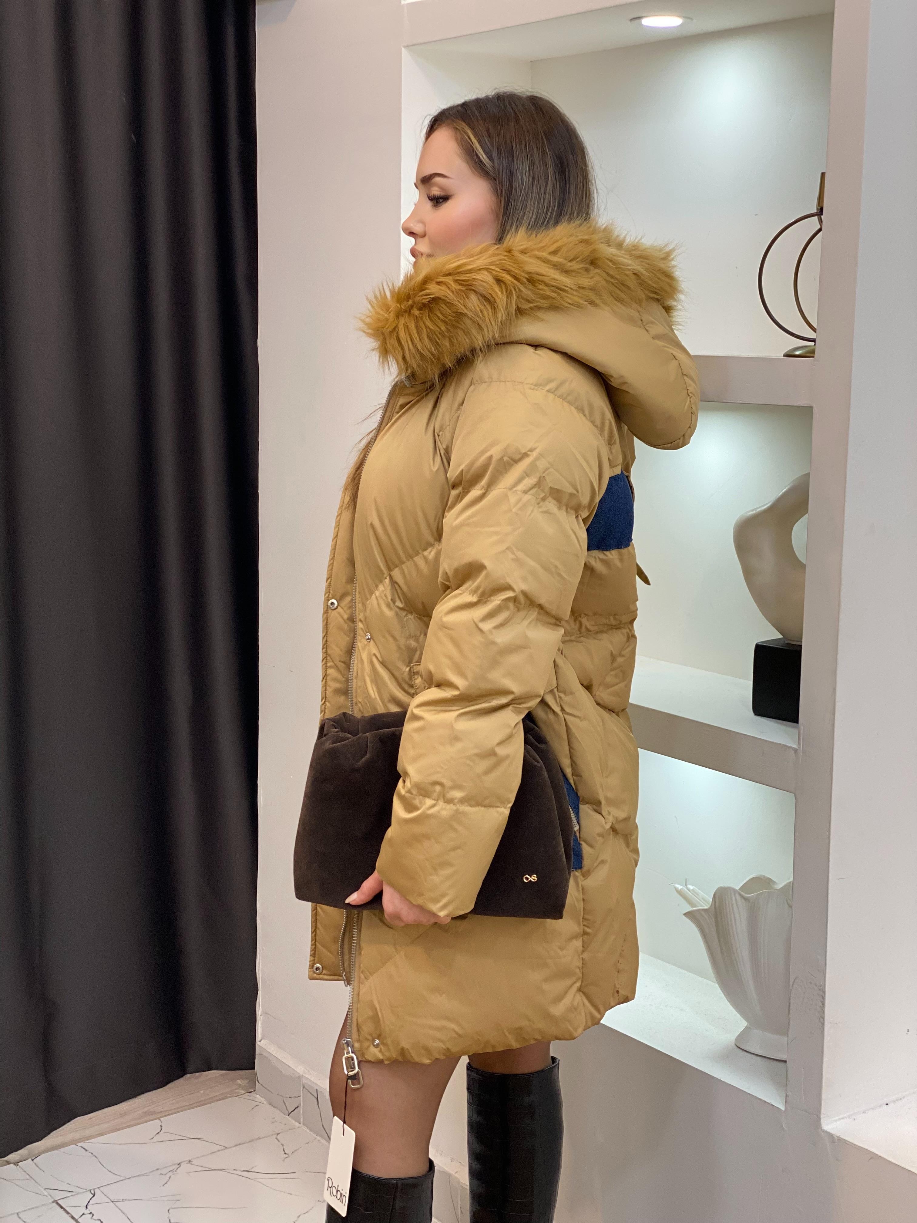 Robin Marka Lüx Kalite Kürk Kapşonlu Mont