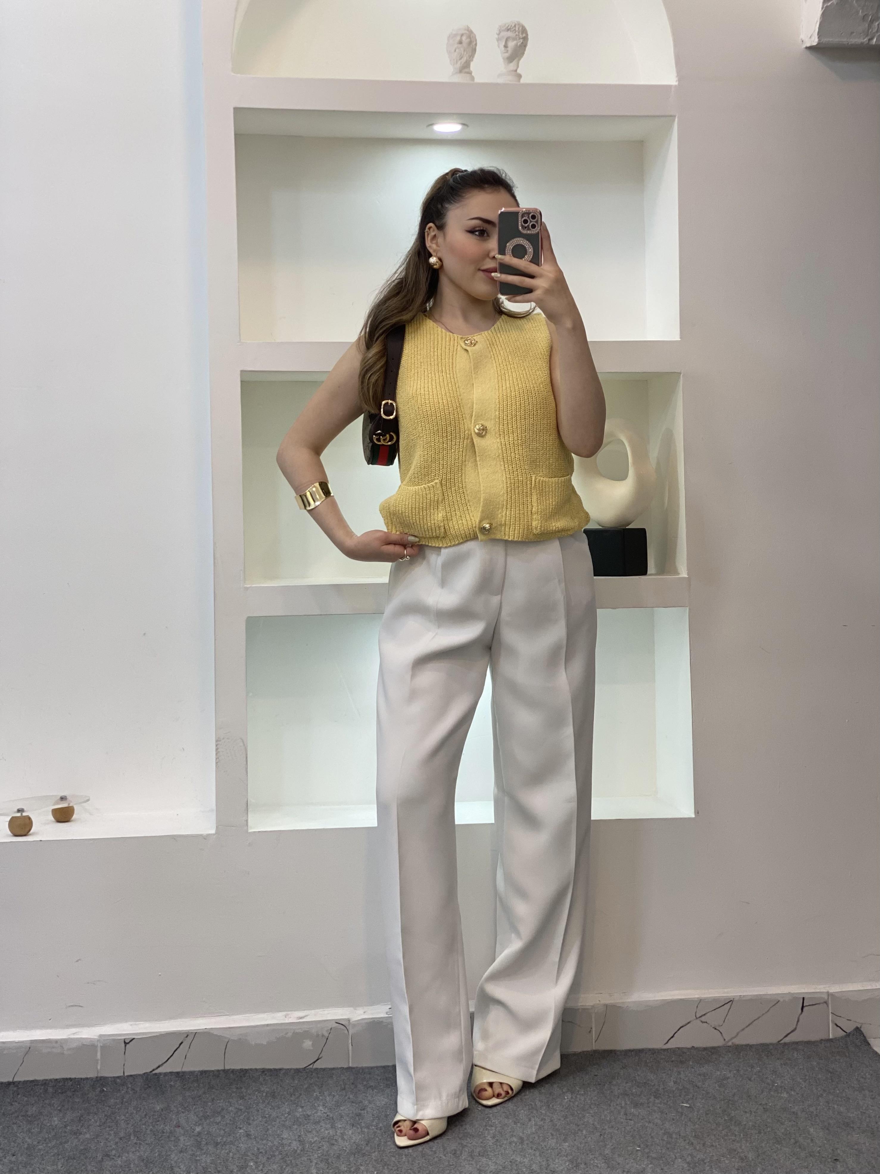 Sarı Q Marka Çelik Triko Yelek