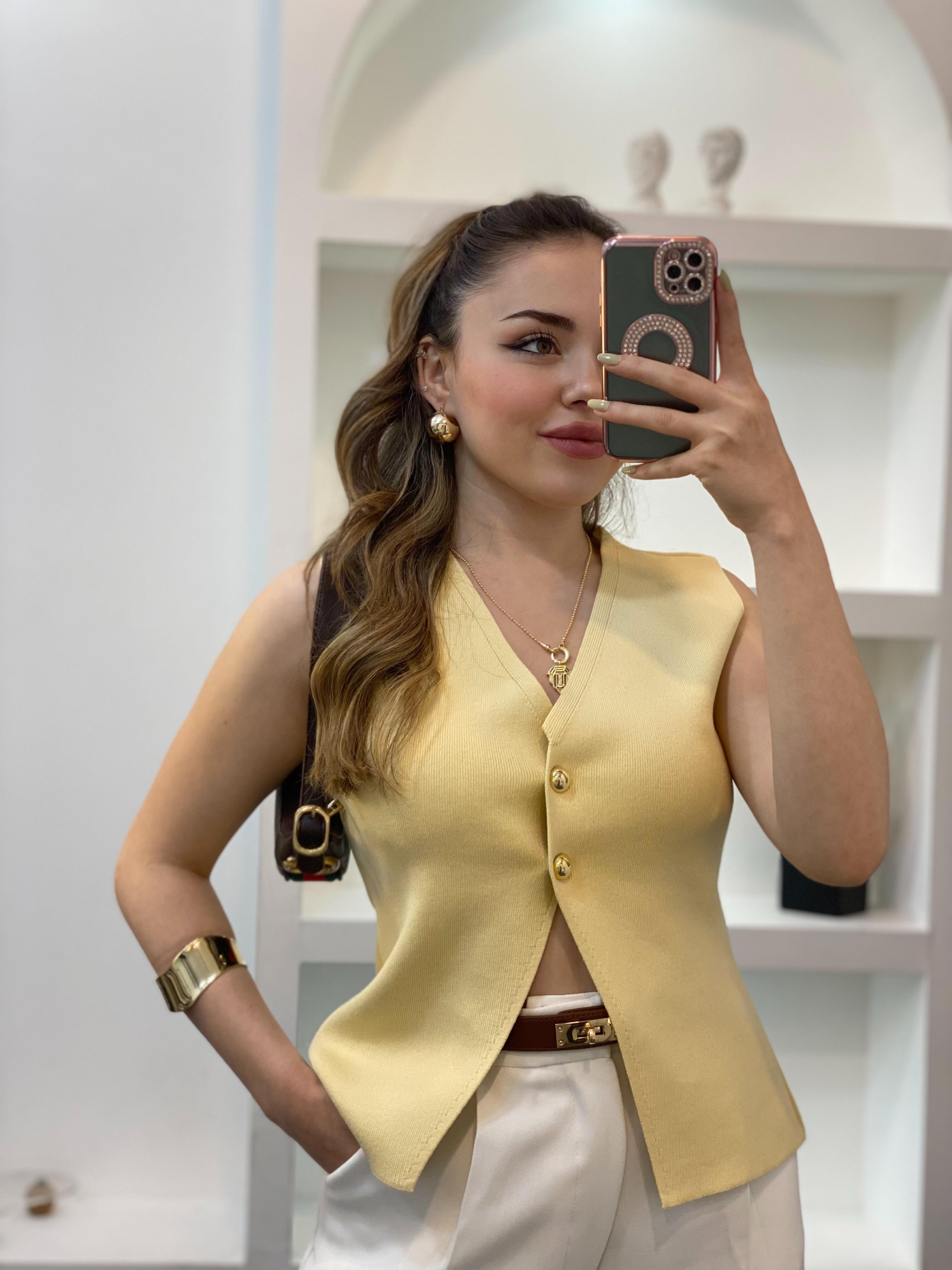 Sarı Q Marka Çelik Triko Yelek