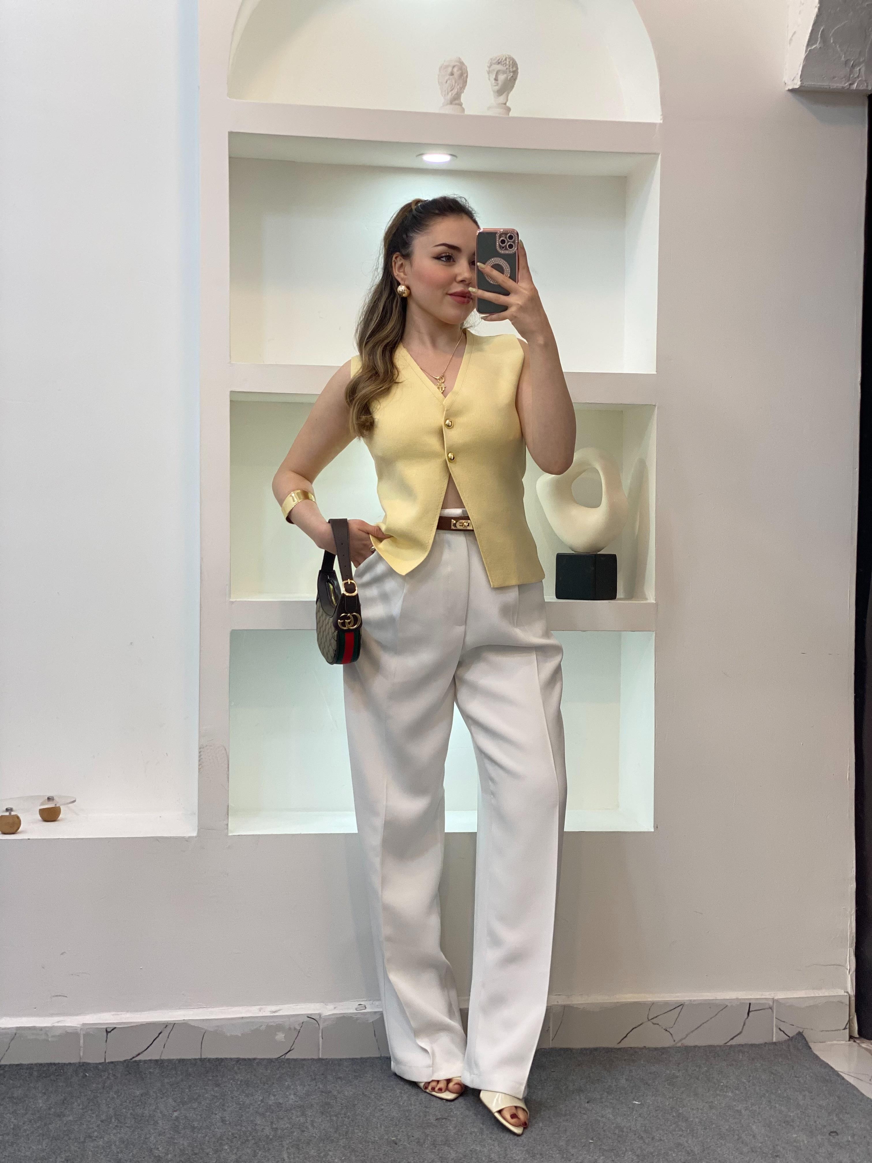 Sarı Q Marka Çelik Triko Yelek