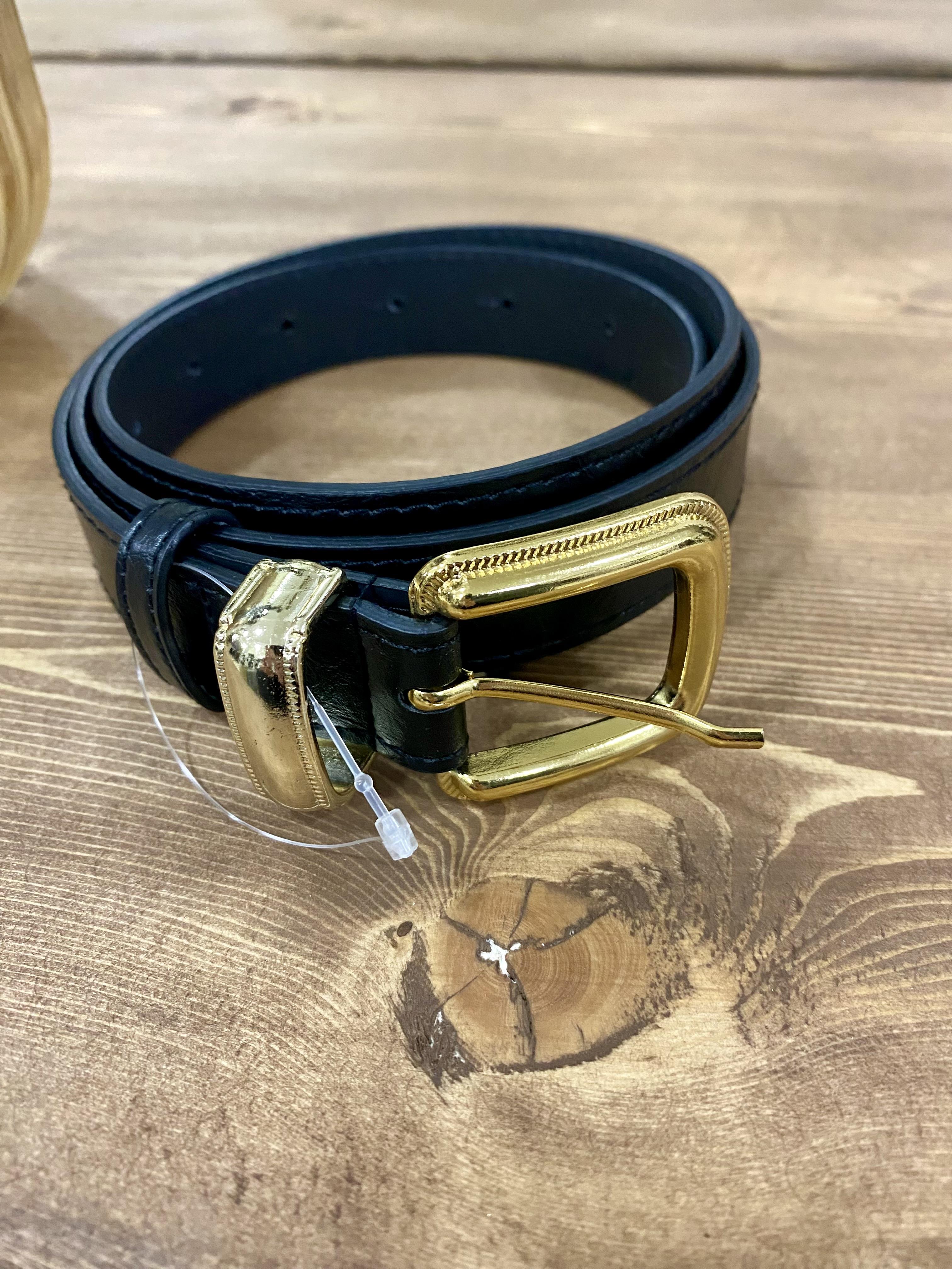Siyah Gold Kaplama Deri Kemer
