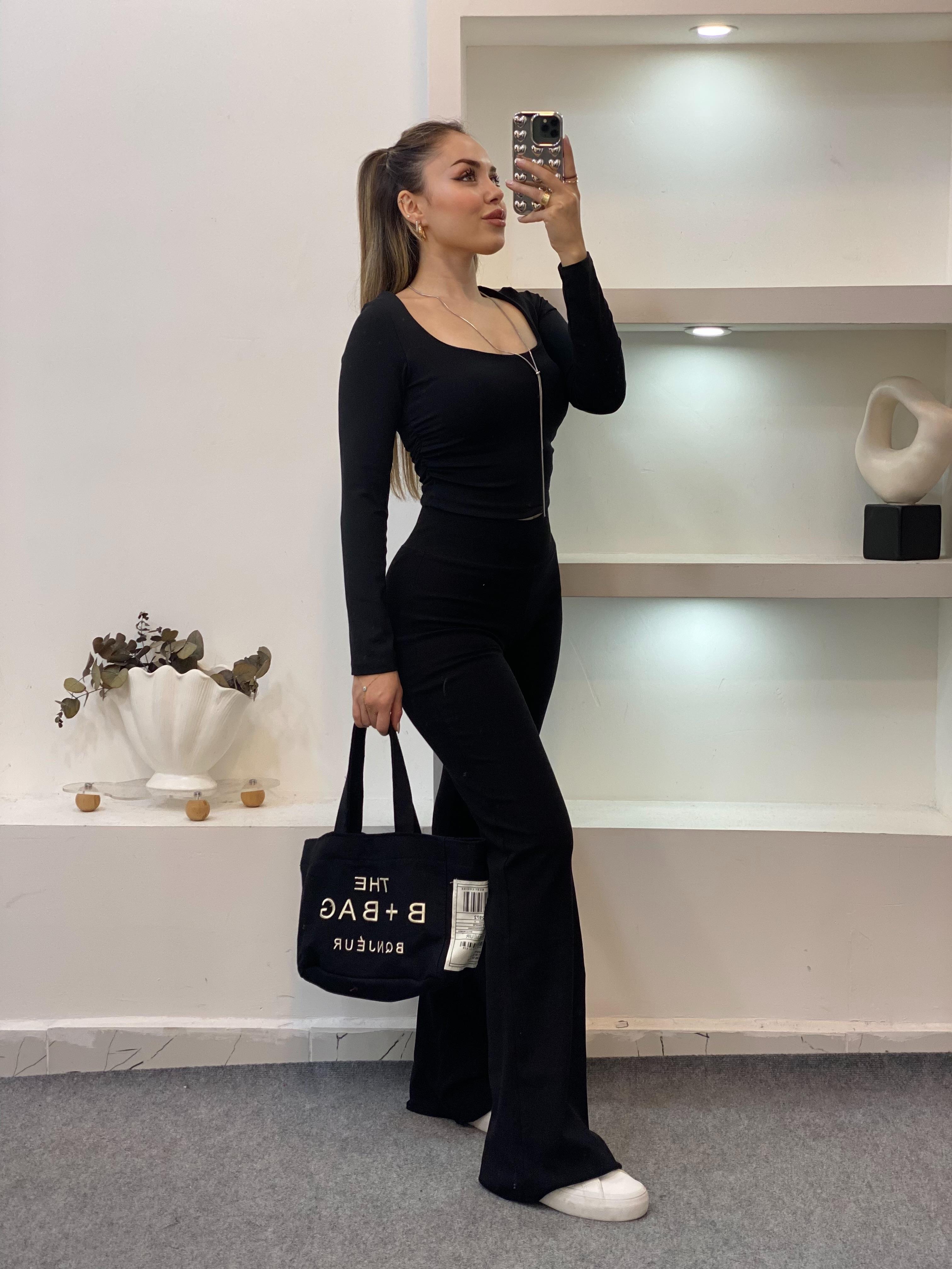 Siyah Kaşkorse Kemer Pantolon 