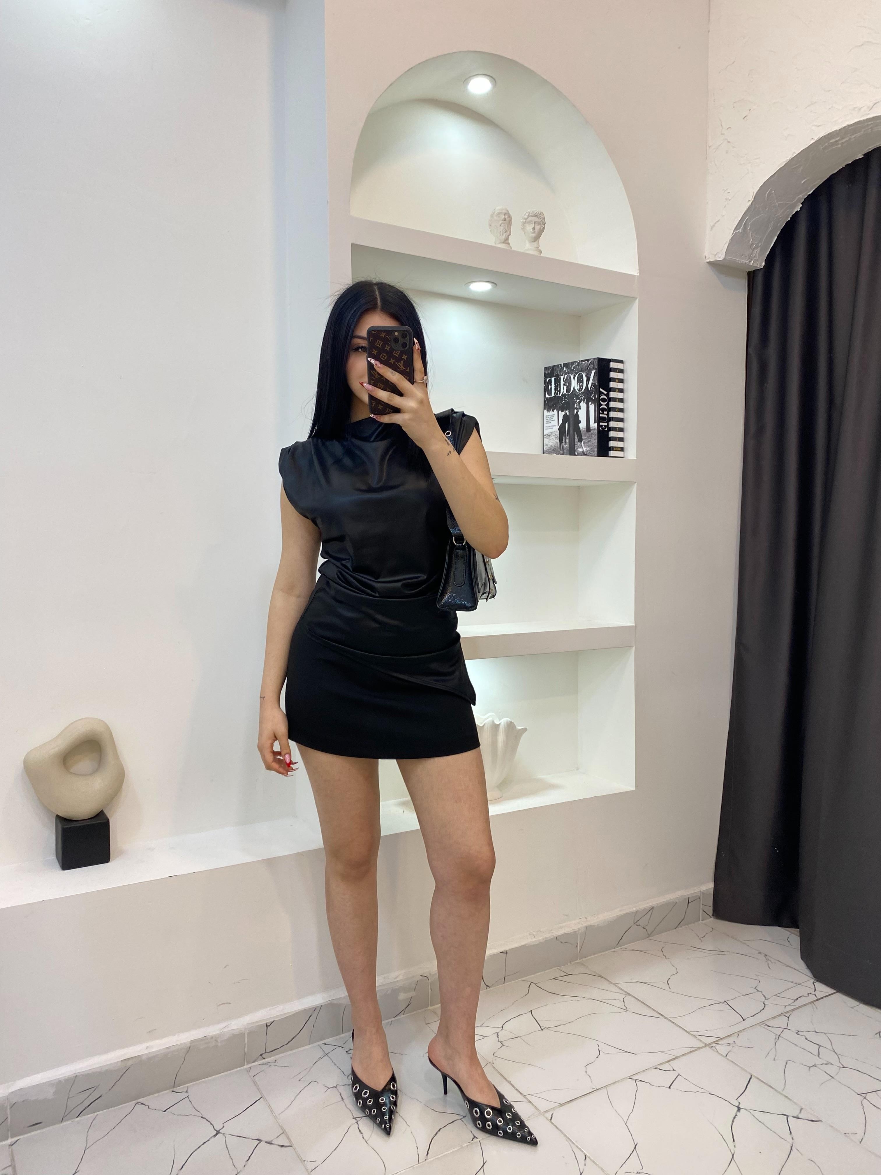 Siyah Premium Kalite Fermuarlı Etek