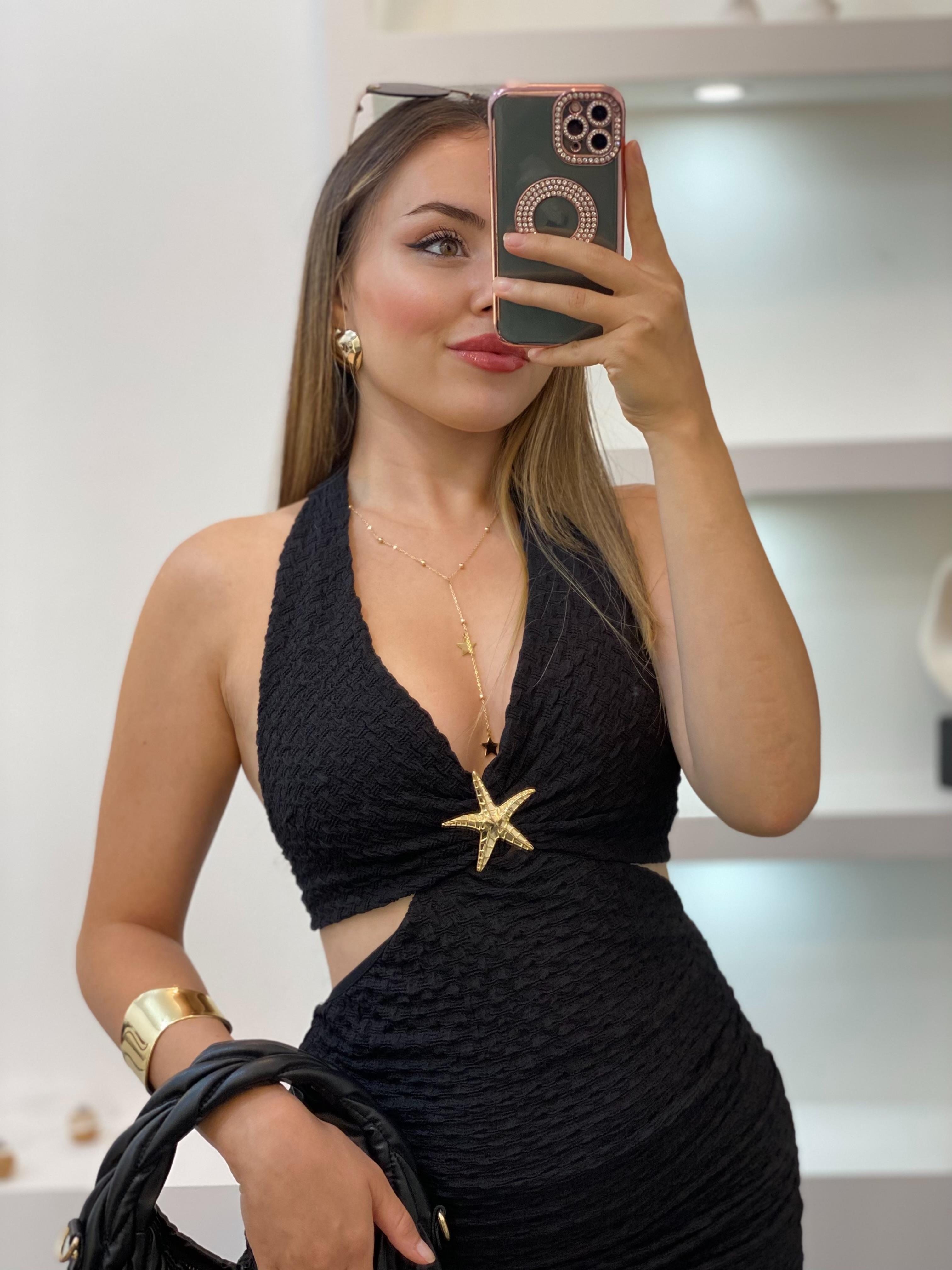 Siyah Premium Kalite Sırt Dekolteli Elbise