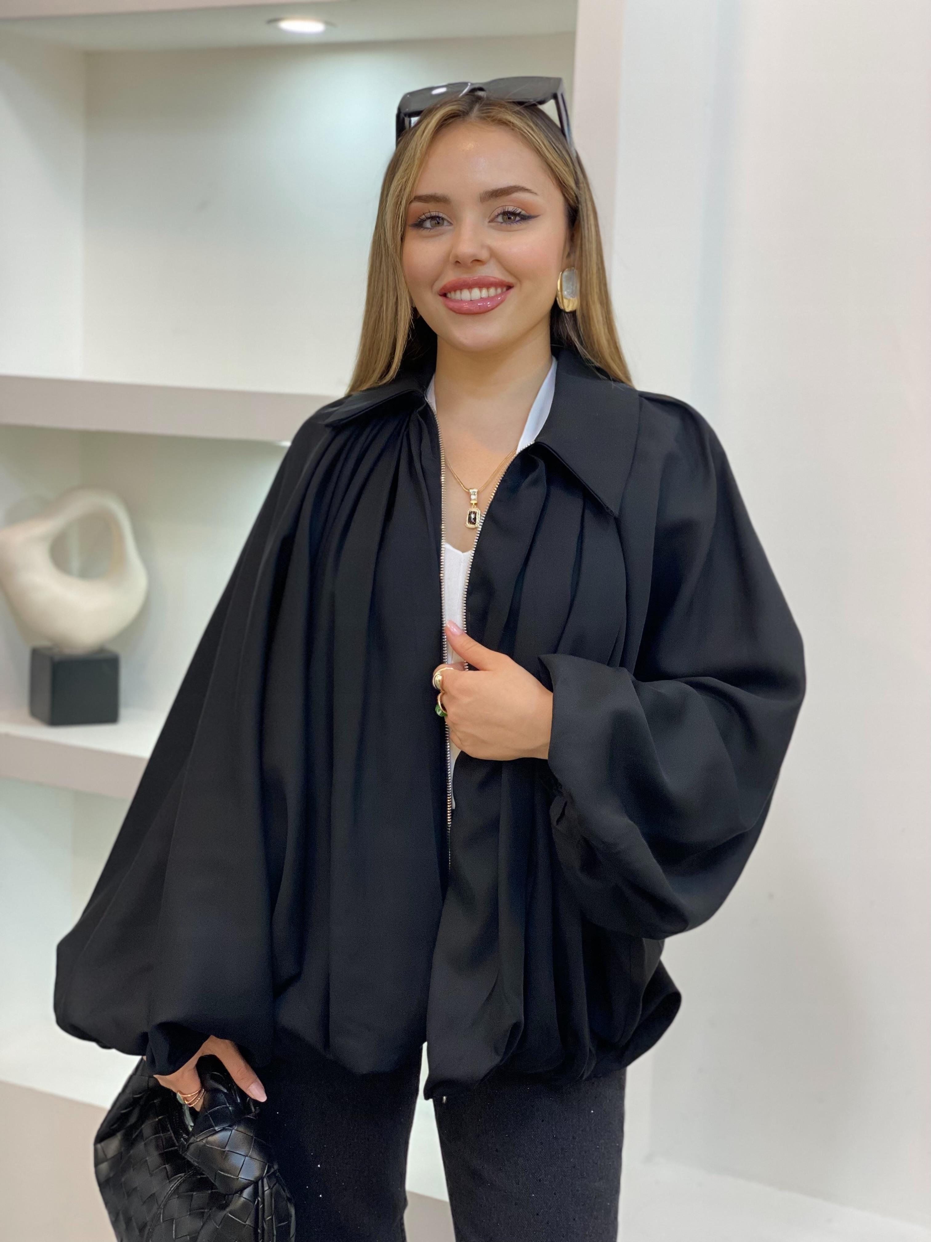 Siyah Premium Seri Yarasa Kol Ceket 