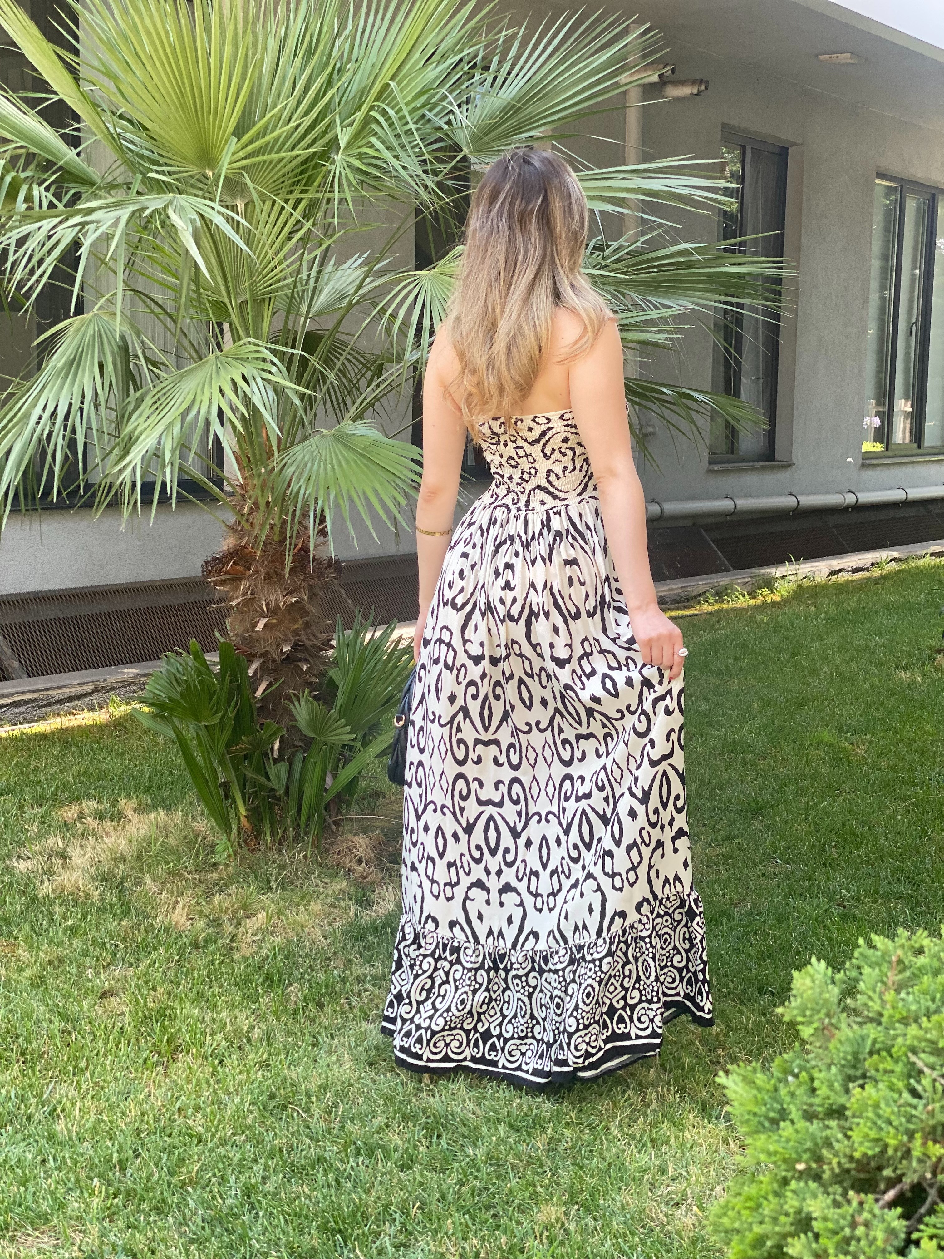 Siyah Straplez Model Gipeli Elbise