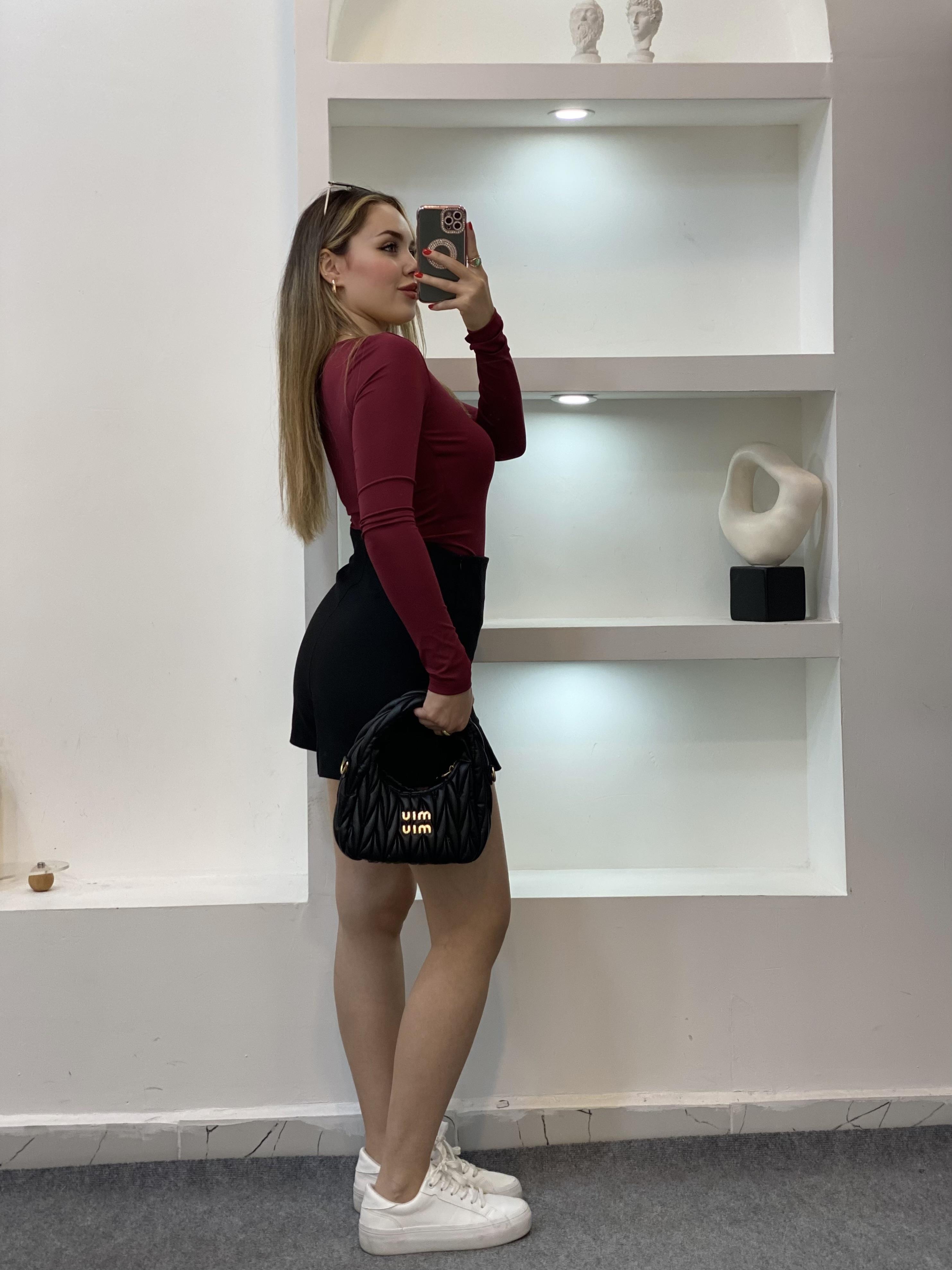 Siyah Tok Kumaş Premium Şort Etek