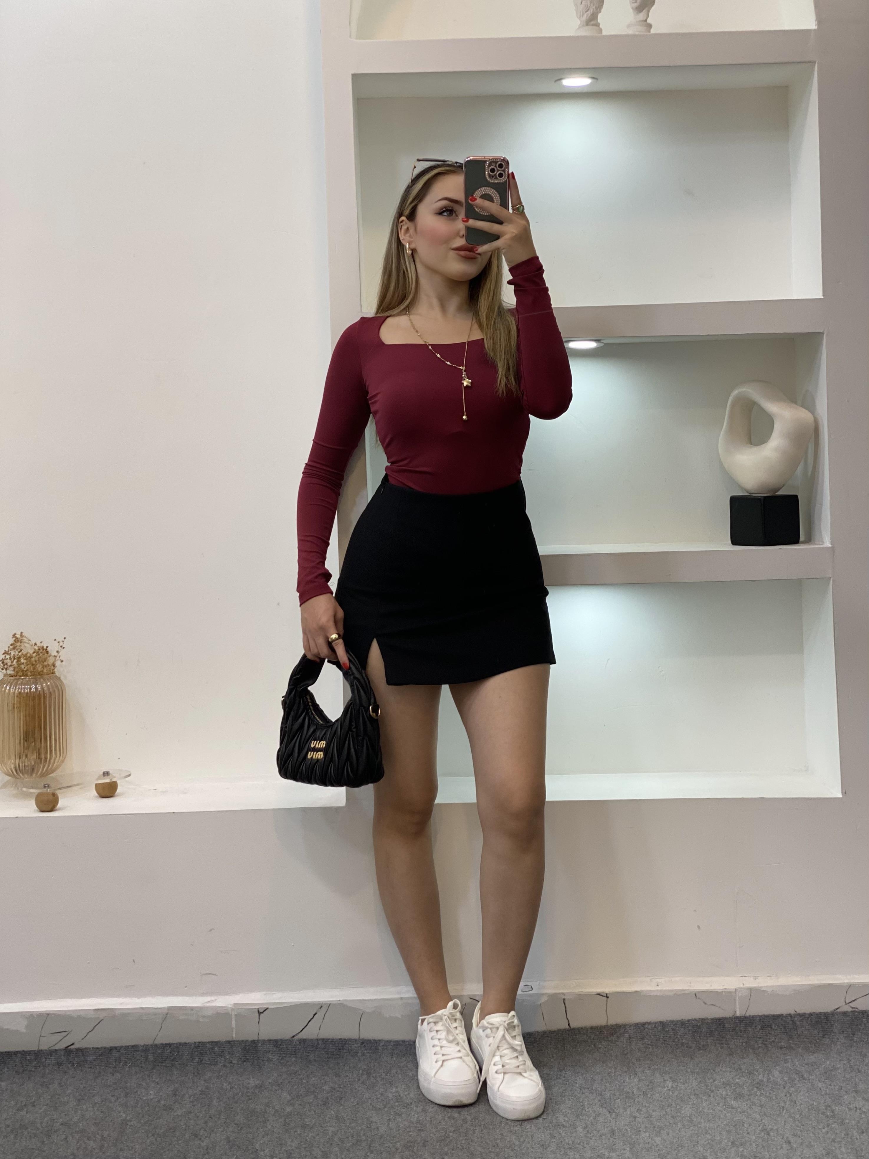 Siyah Tok Kumaş Premium Şort Etek