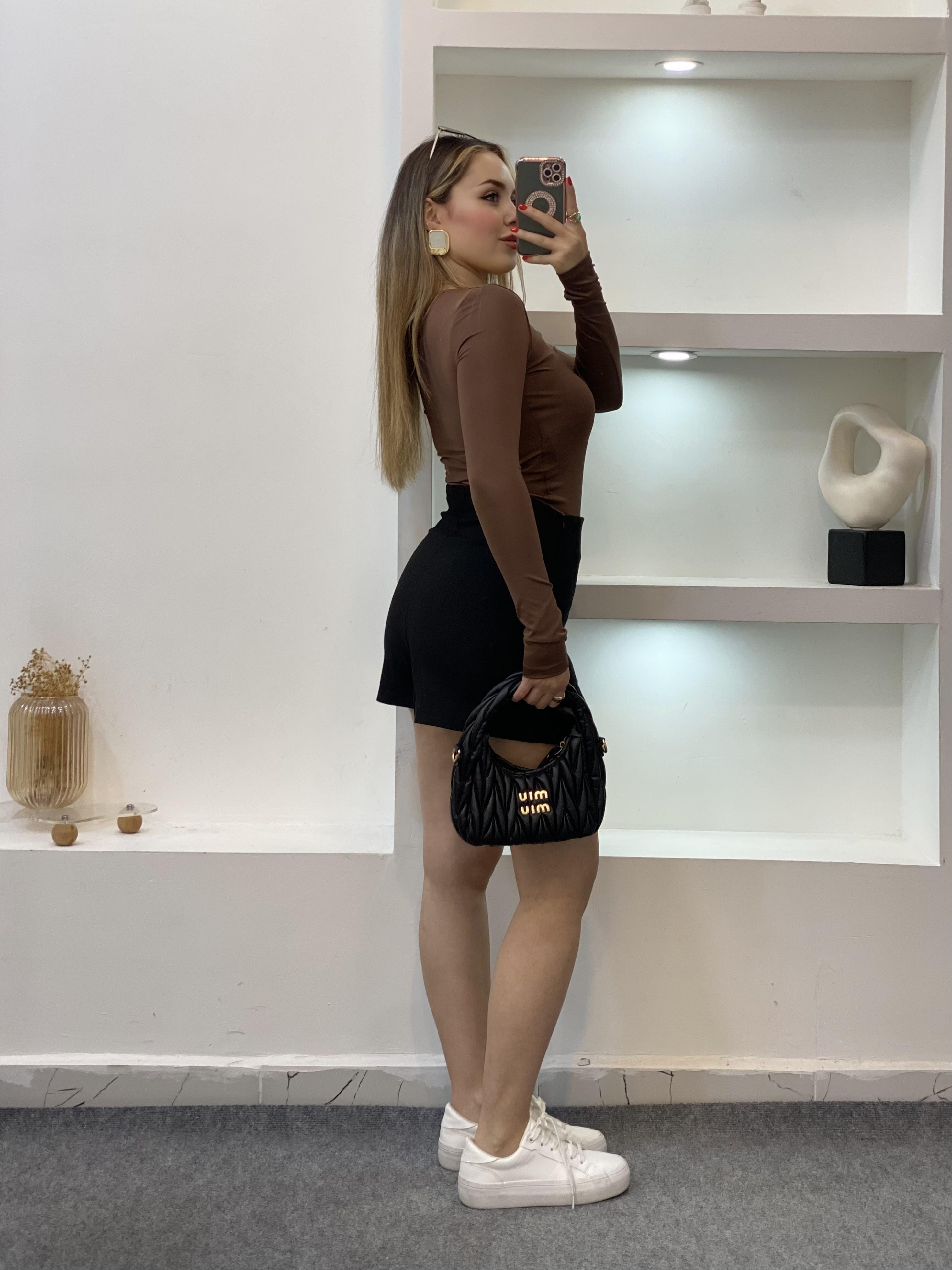 Siyah Tok Kumaş Premium Şort Etek