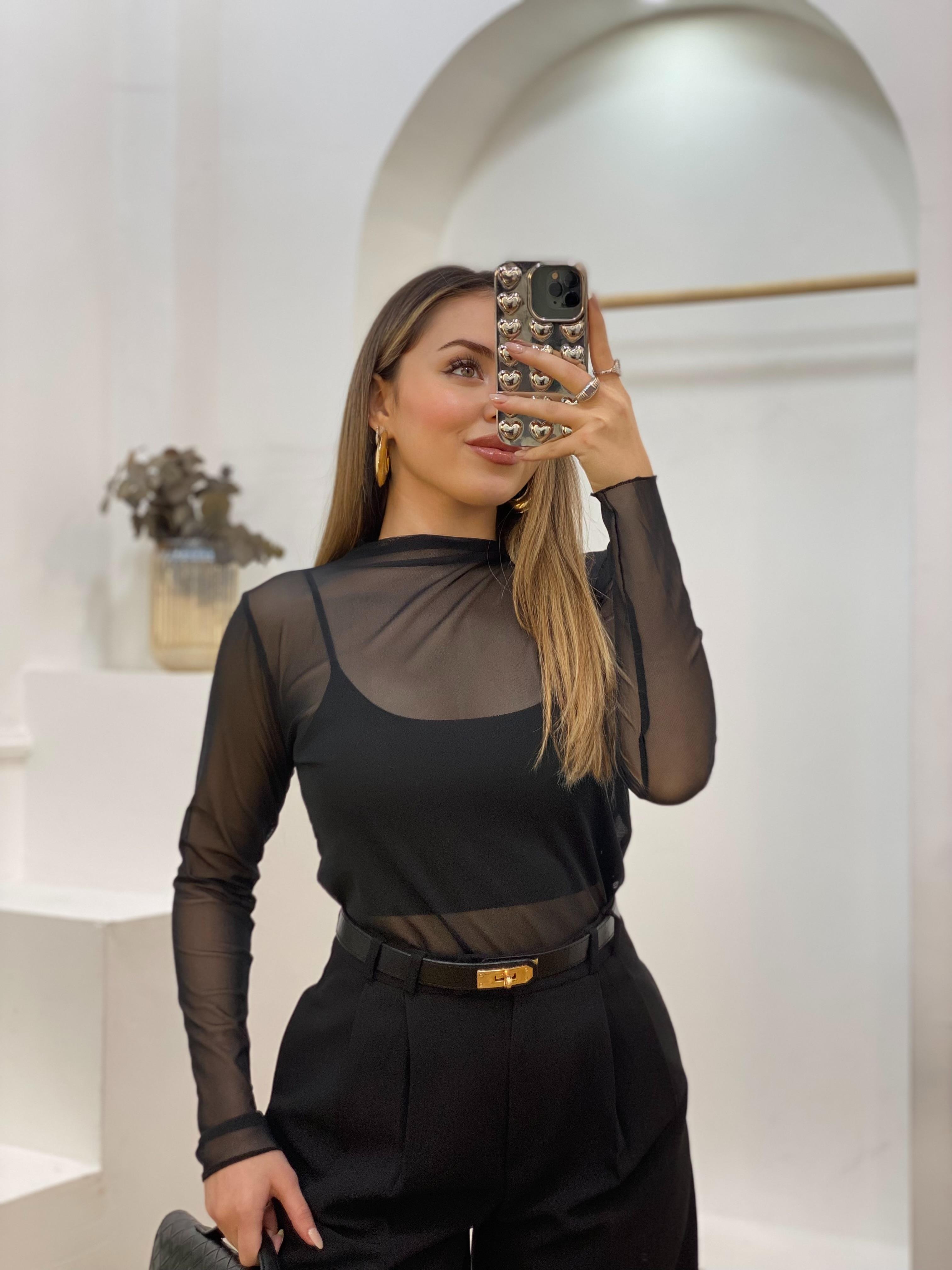 Siyah Tül Bluz