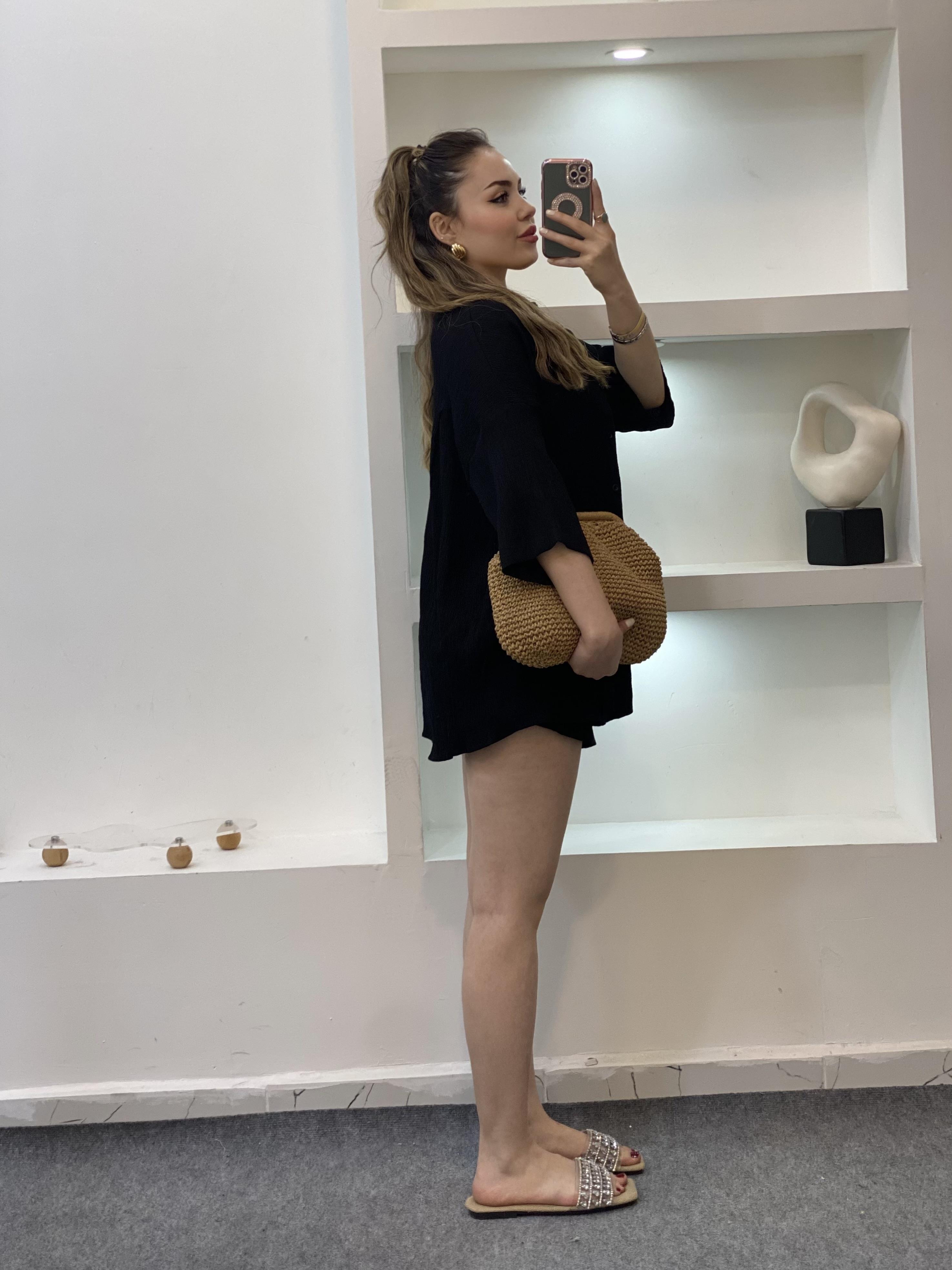 Siyah Valeur Marka Şortlu Takım