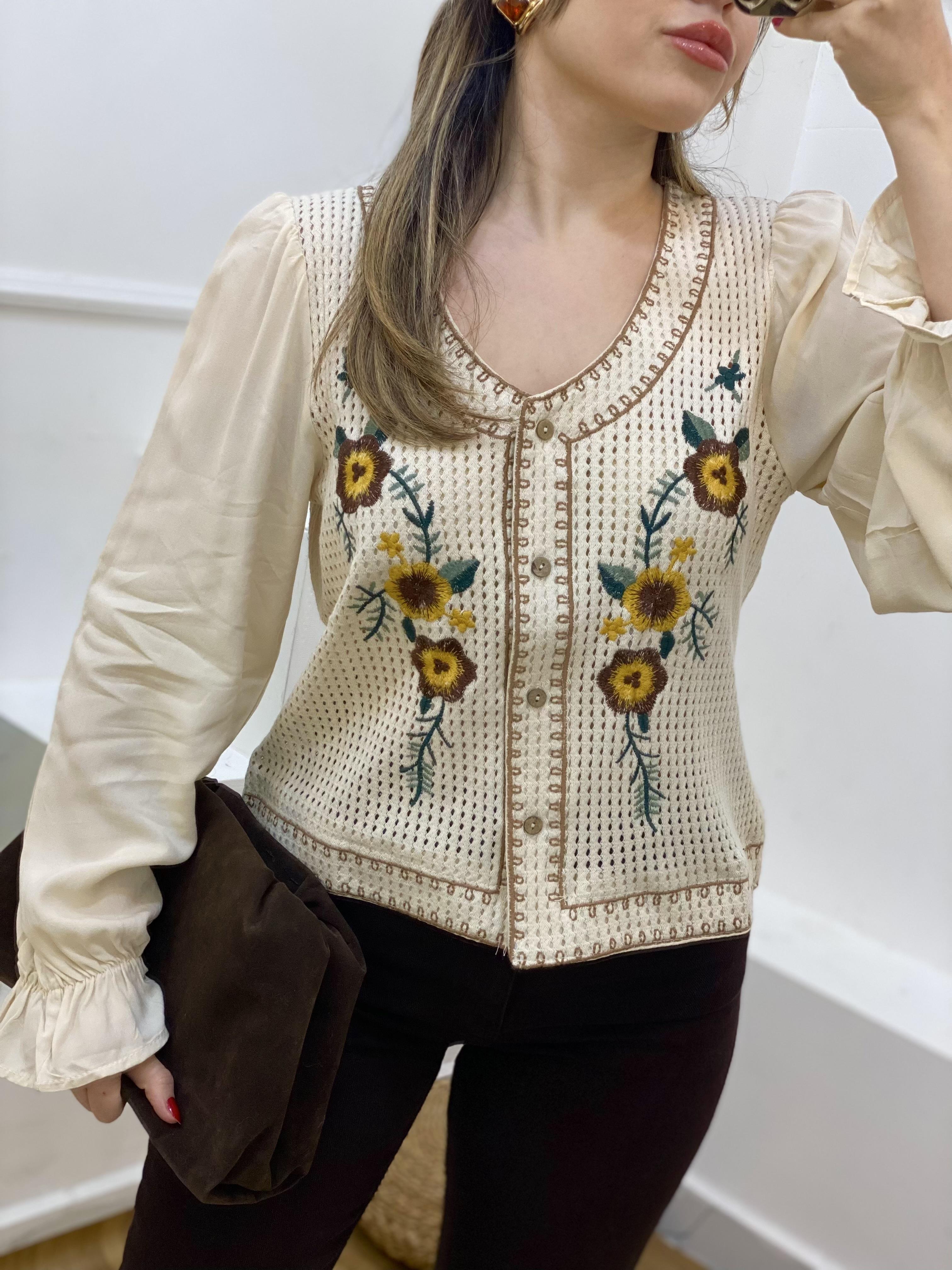 Tasarım Nakışlı Model Kolları Poplin Elit Triko Hırka 