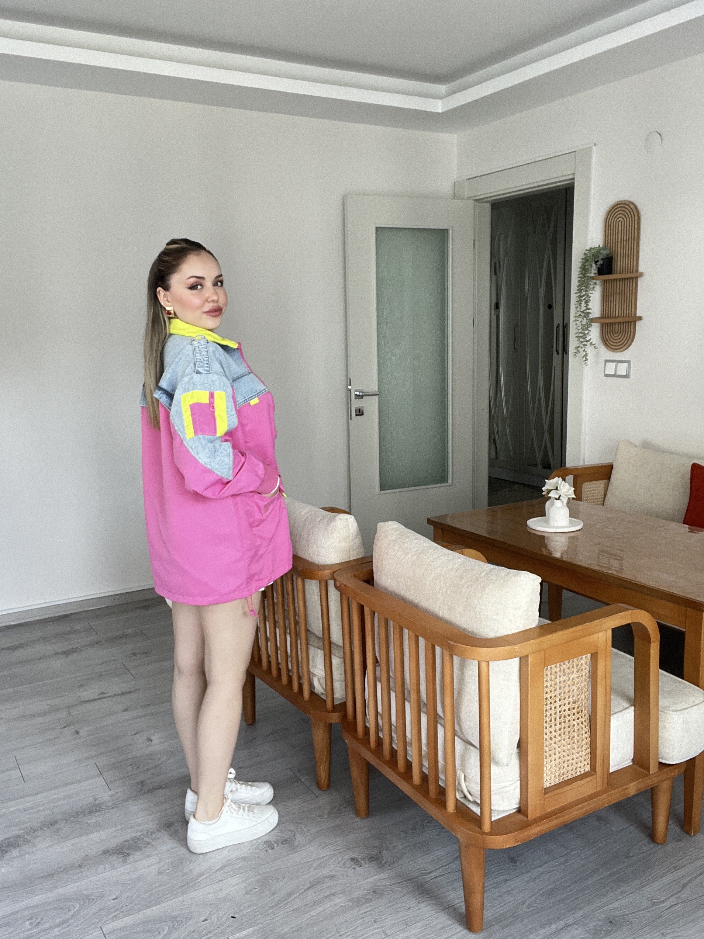 Tasarım Premium Kalite Neon Renkli Trenç 