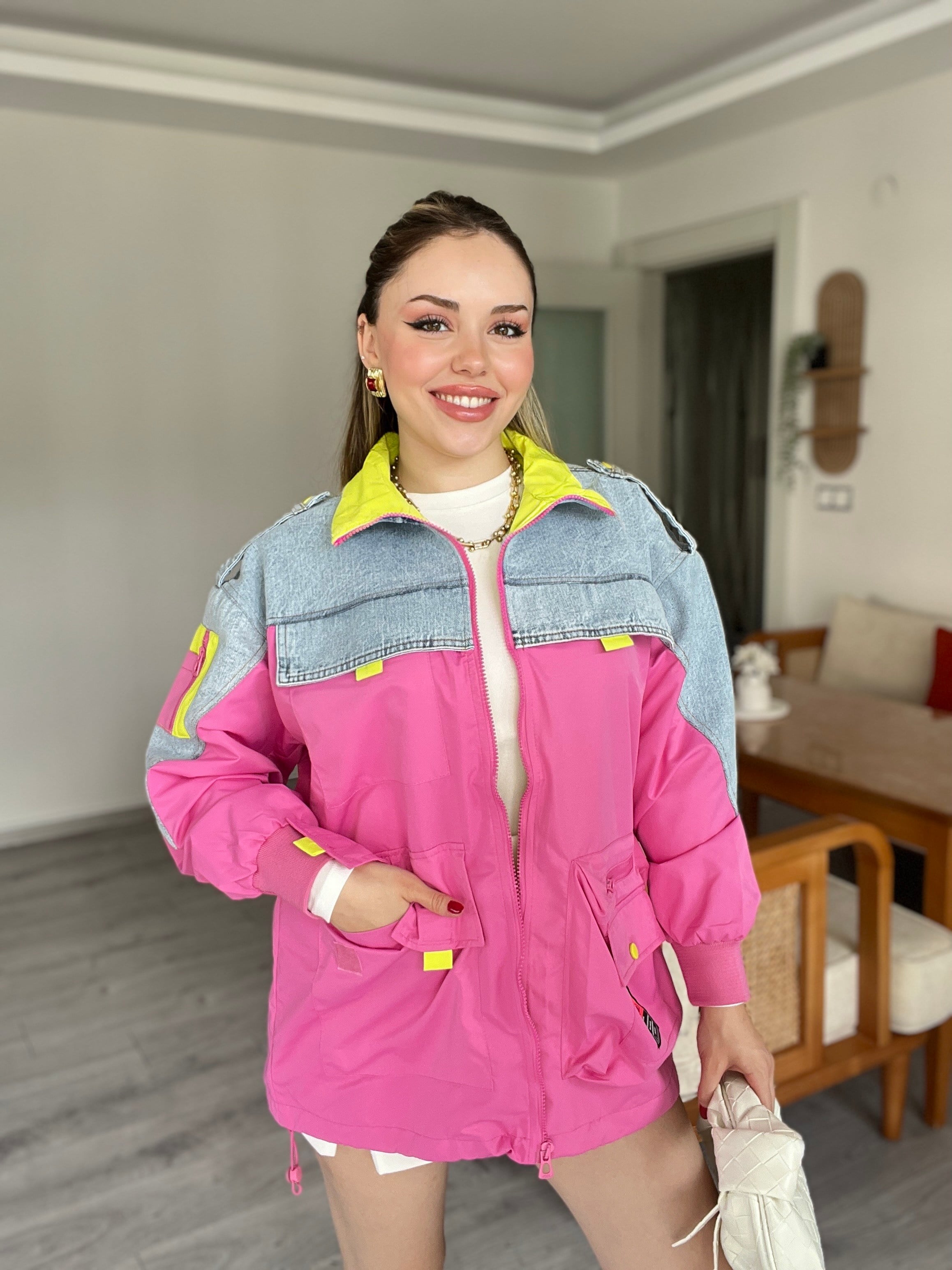 Tasarım Premium Kalite Neon Renkli Trenç 