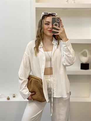  Beyaz Çizgi Dokulu Gömlek 