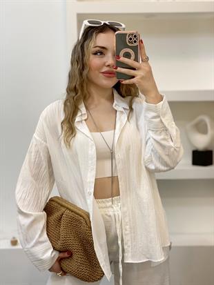  Beyaz Çizgi Dokulu Gömlek 