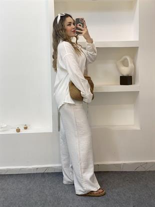  Beyaz Çizgi Dokulu Gömlek 