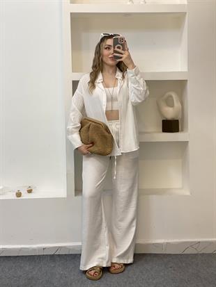  Beyaz Çizgi Dokulu Gömlek 