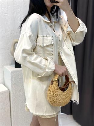  Taş Detaylı Gömlek Ceket