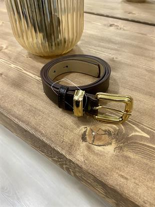 Acı Kahve Gold Kaplama Deri Kemer