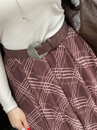 Acı Kahve Gümüş Tokalı Süet Kemer