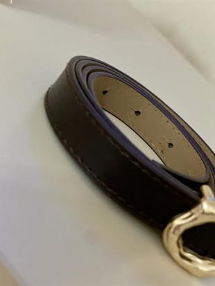 Acı Kahve Oval Gold Tokalı Kemer