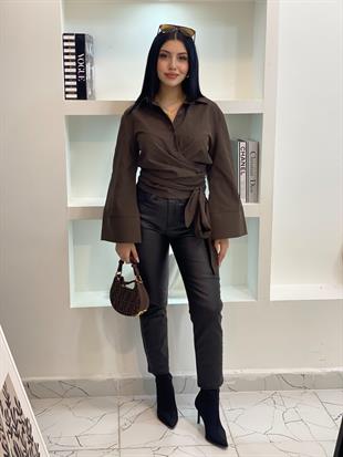 Acı Kahve Premium Kalite Bağlamalı Model Gömlek 