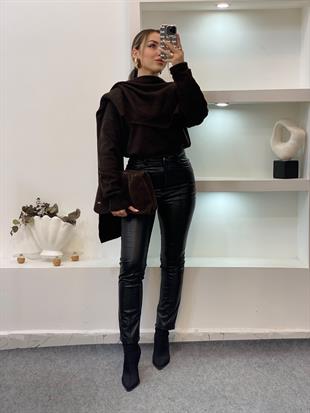 Acı Kahve Şal Detaylı Premium Kalite Kazak