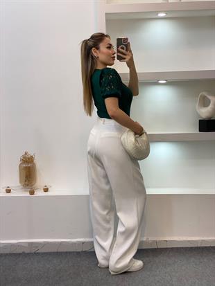 Acı Yeşil Fisto Kol Önü Pencereli Model Triko