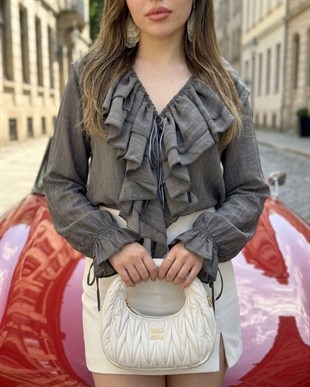 Antrasit Lüx Kalite Volanlı Bluz