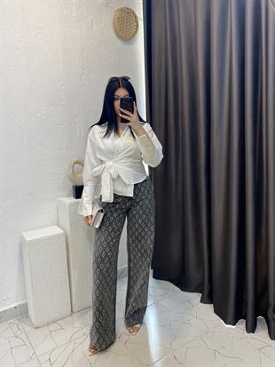 Antrasit Parıltılı Taşlı Jean 