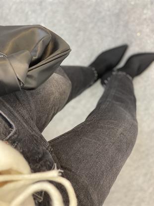 Antrasit Yüksek Bel Boyfit Jean