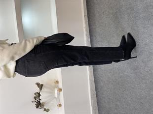 Antrasit Yüksek Bel Boyfit Jean