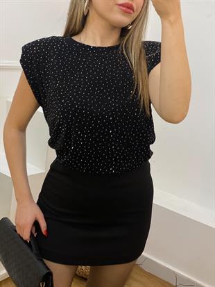 Bebe Plus Marka Parıltılı Model Vatkalı Bluz
