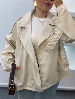 Bej Apoletli Su Geçirmez Model Trenç