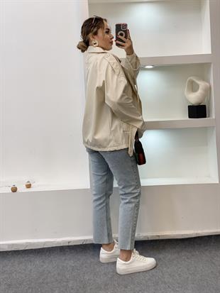 Bej Apoletli Su Geçirmez Model Trenç