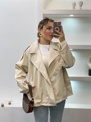 Bej Apoletli Su Geçirmez Model Trenç