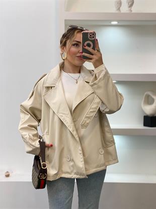 Bej Apoletli Su Geçirmez Model Trenç