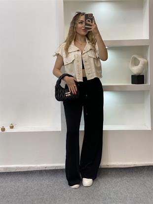 Bej Cepli Model Gabardin Yelek