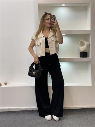 Bej Cepli Model Gabardin Yelek