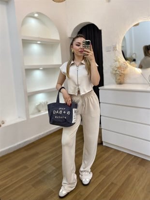 Bej Fermuarlı Model Modal Takım