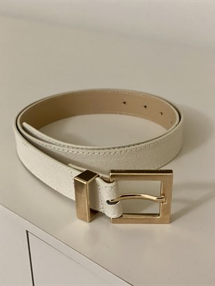 Bej  Gold Tokalı Deri Kemer