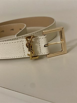 Bej Gold Tokalı Marka Model Kemer