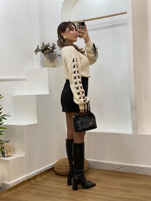 Bej Kolları Dikişli Model Kazak