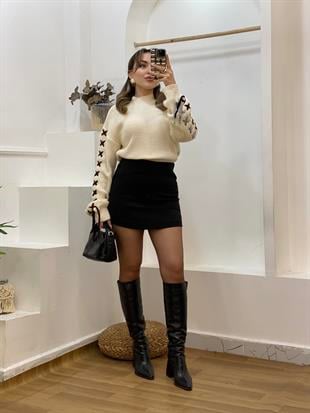 Bej Kolları Dikişli Model Kazak