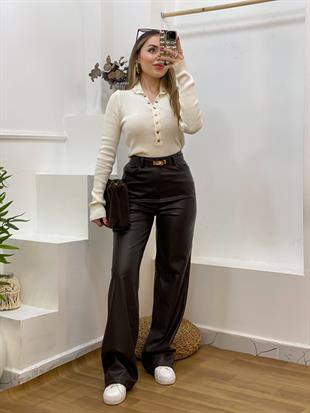 Bej Önü Çıtçıtlı Model Kazak