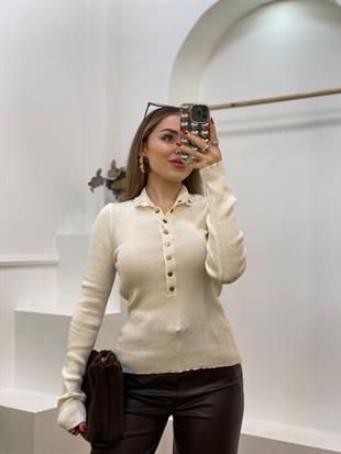 Bej Önü Çıtçıtlı Model Kazak