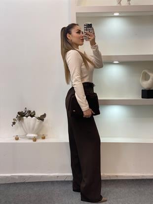 Bej Polo Yaka Basic Bluz