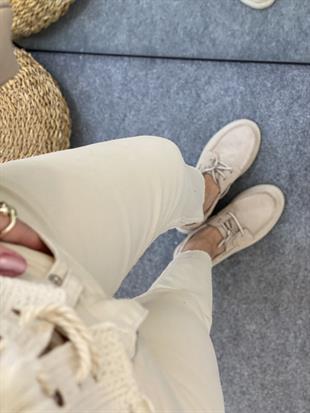 Bej Renk Boyfit Jean 